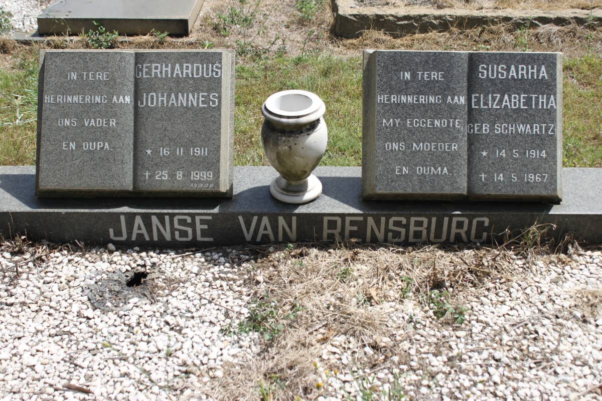 RENSBURG Gerhardus Johannes, Janse van 1911-1999 &amp; Susarha Elizabetha  SCHWARTZ 1914-1967
