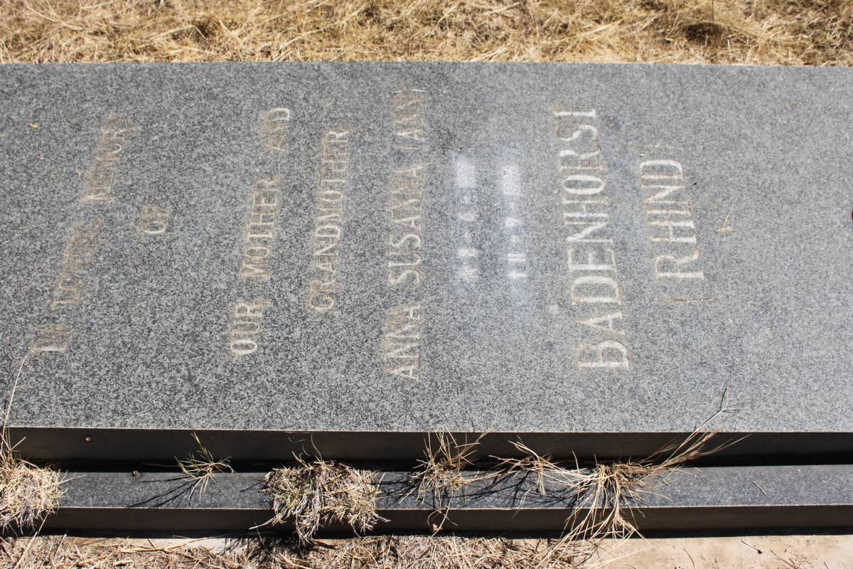 RHIND Anna Susanna nee BADENHORST 1917-1996