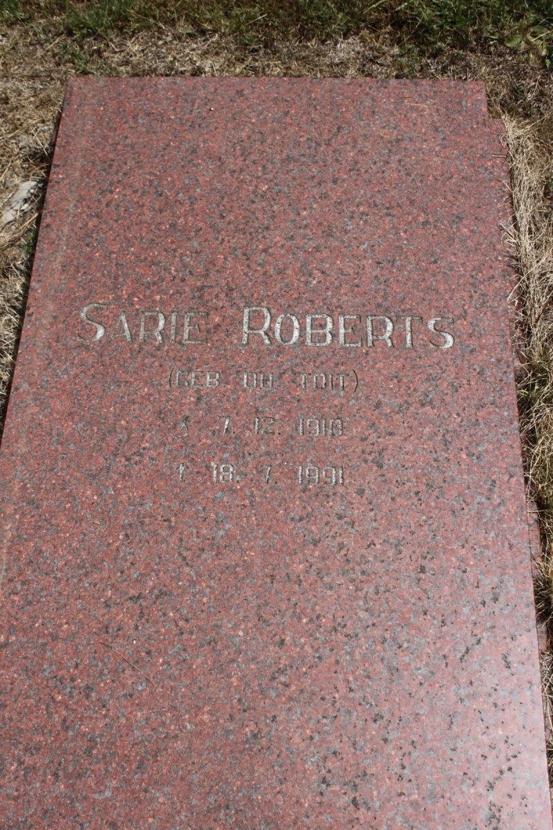 ROBERTS Sarie geb DU TOIT 1910-1991