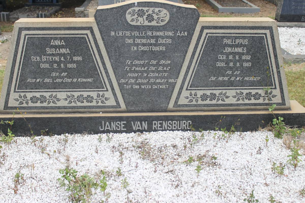 RENSBURG Phillippus Johannes, Janse van 1892-1963 &amp; Anna Susanna STEYN 1896-1955