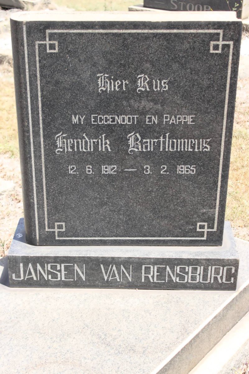 RENSBURG Hendrik Bartlomeus, Jansen van 1912-1965