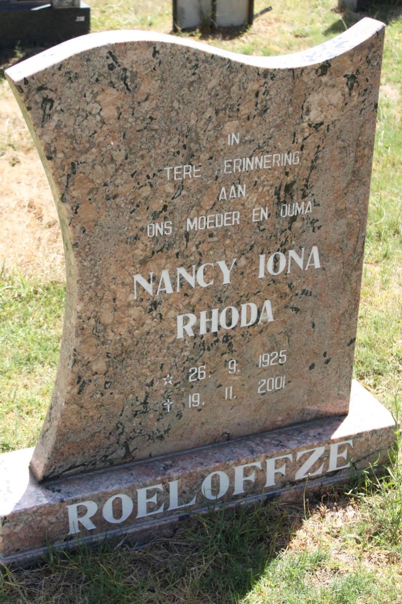 ROELOFFZE Nancy Iona Rhoda 1925-2001