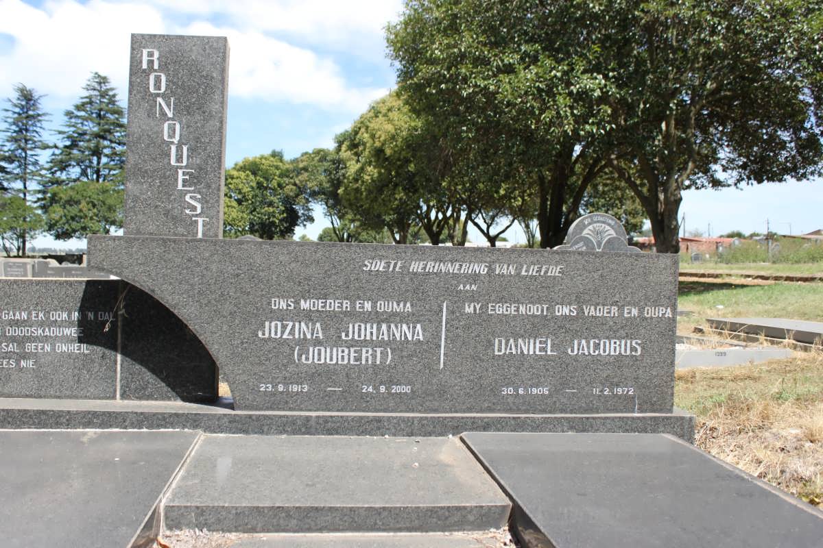 RONQUEST Daniel Jacobus 1905-1972 &amp; Jozina Johanna JOUBERT 1913-2000