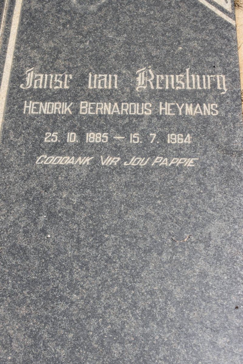 RENSBURG Hendrik Bernardus Heymans, Janse van 1885-1964