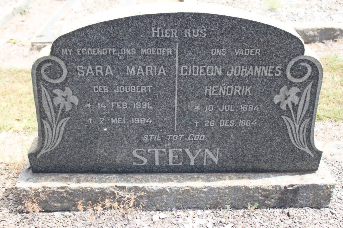 STEYN Gideon Johannes Hendrik 1884-1964 &amp; Sara Maria JOUBERT 1891-1984
