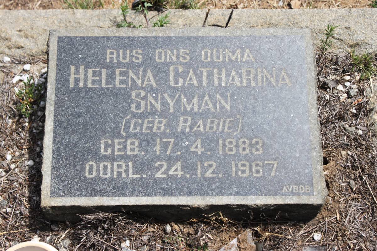 SNYMAN Helena Catharina geb RABIE 1883-1967