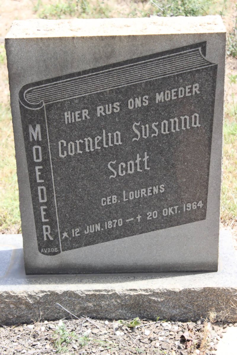 SCOTT Cornelia Susanna geb LOURENS1870-1964