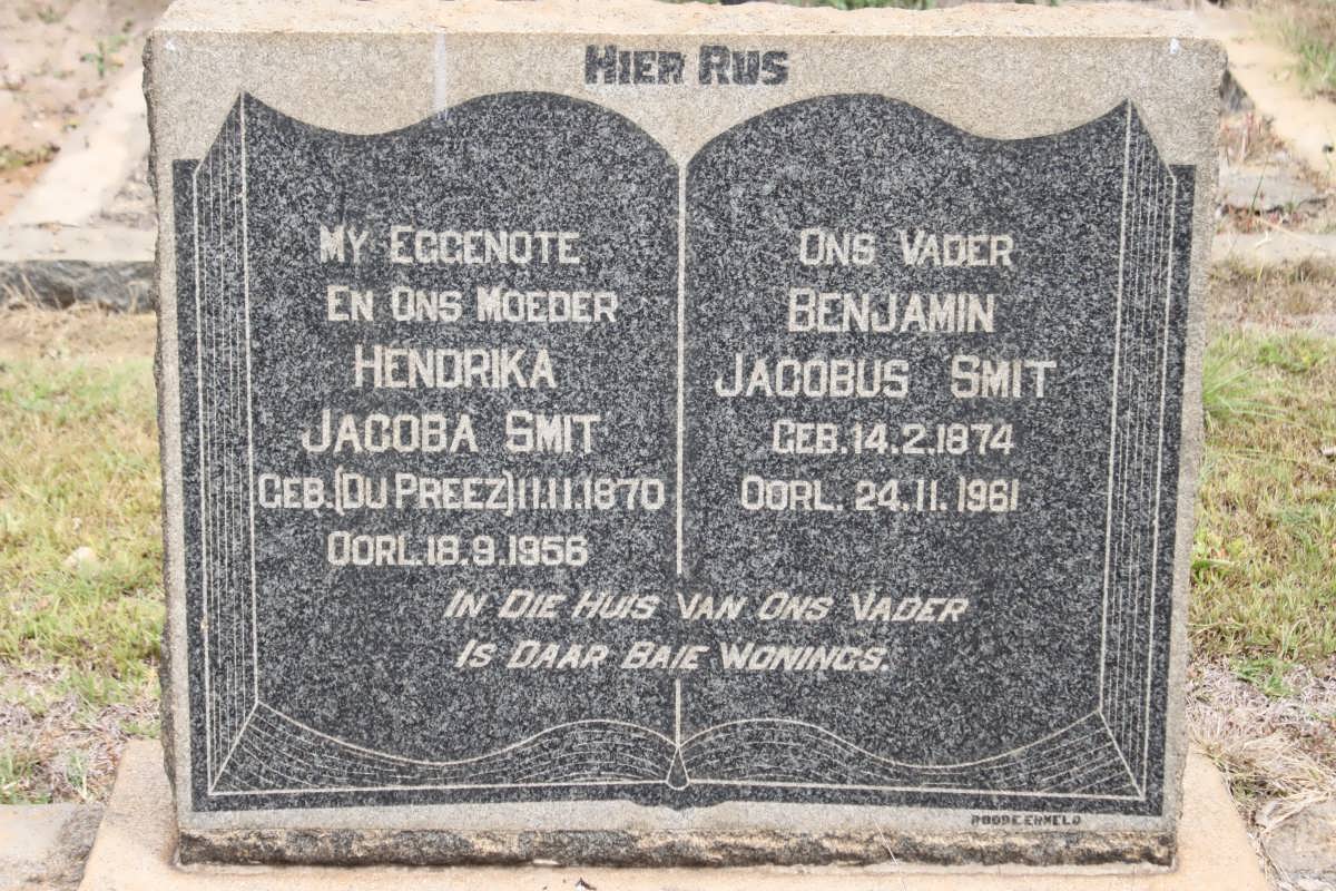 SMIT Jacobus 1874-1961 &amp; Hendrika Jacoba DU PREEZ 1870-1956