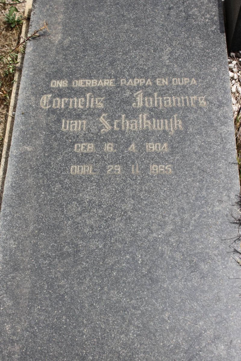SCHALKWYK Cornelis Johannes, van 1904-1965