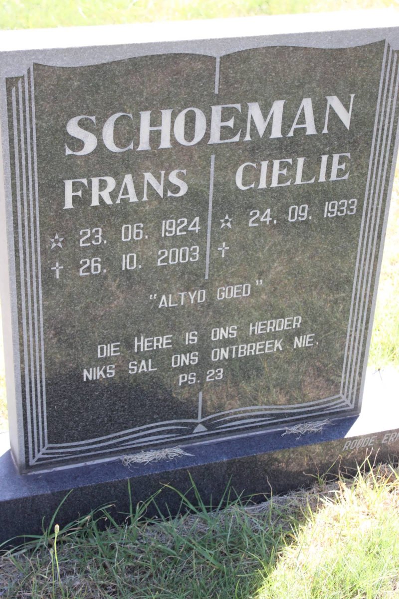 SCHOEMAN Frans 1924-2003 &amp; Cielie 1933-