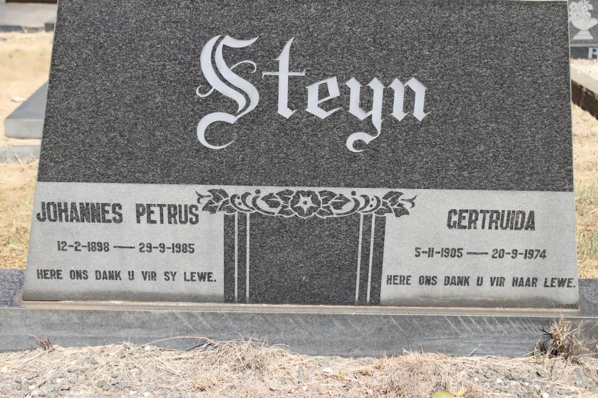 STEYN Johannes Petrus 1898-1985 &amp; Gertruida 1905-1974