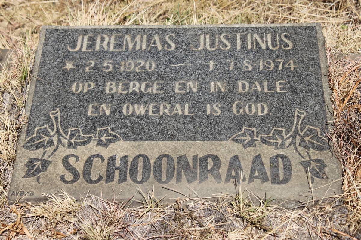 SCHOONRAAD Jeremias Justinus 1920-1974