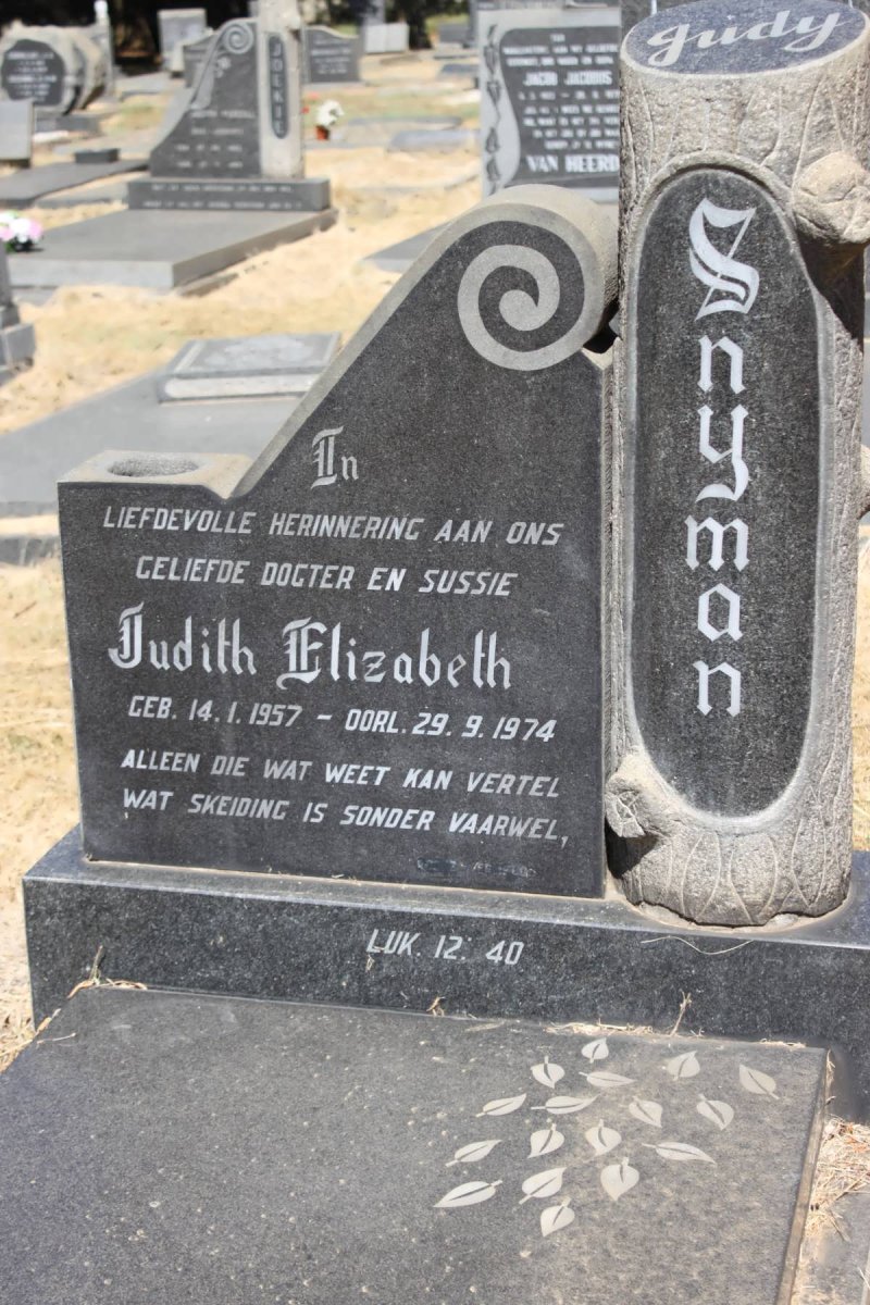 SNYMAN Judith Elizabeth 1957-1974