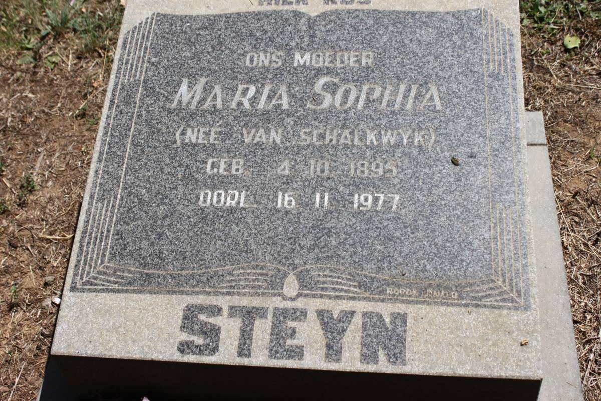 STEYN Maria Sophia geb VAN SCHALKWYK 1895-1977