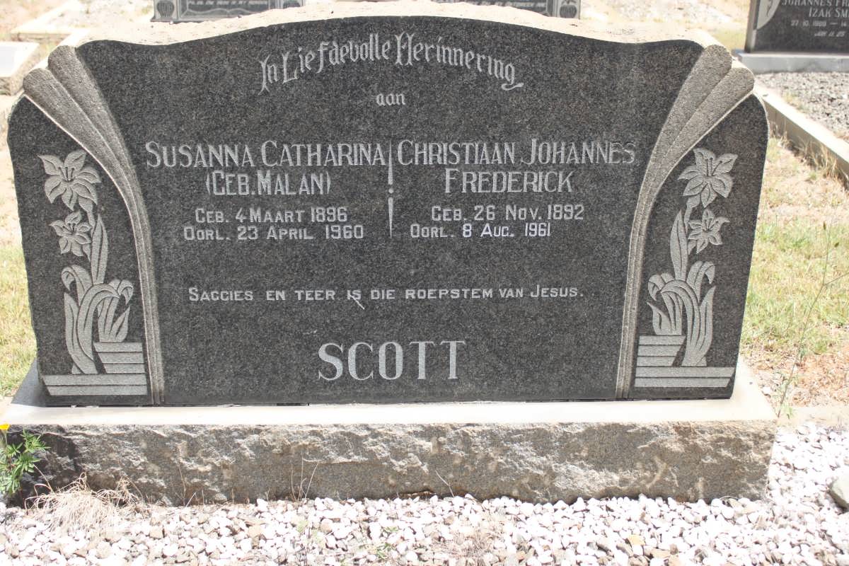 SCOTT Christiaan Johannes Frederick &amp; Susanna Catharina MALAN 1896-1960
