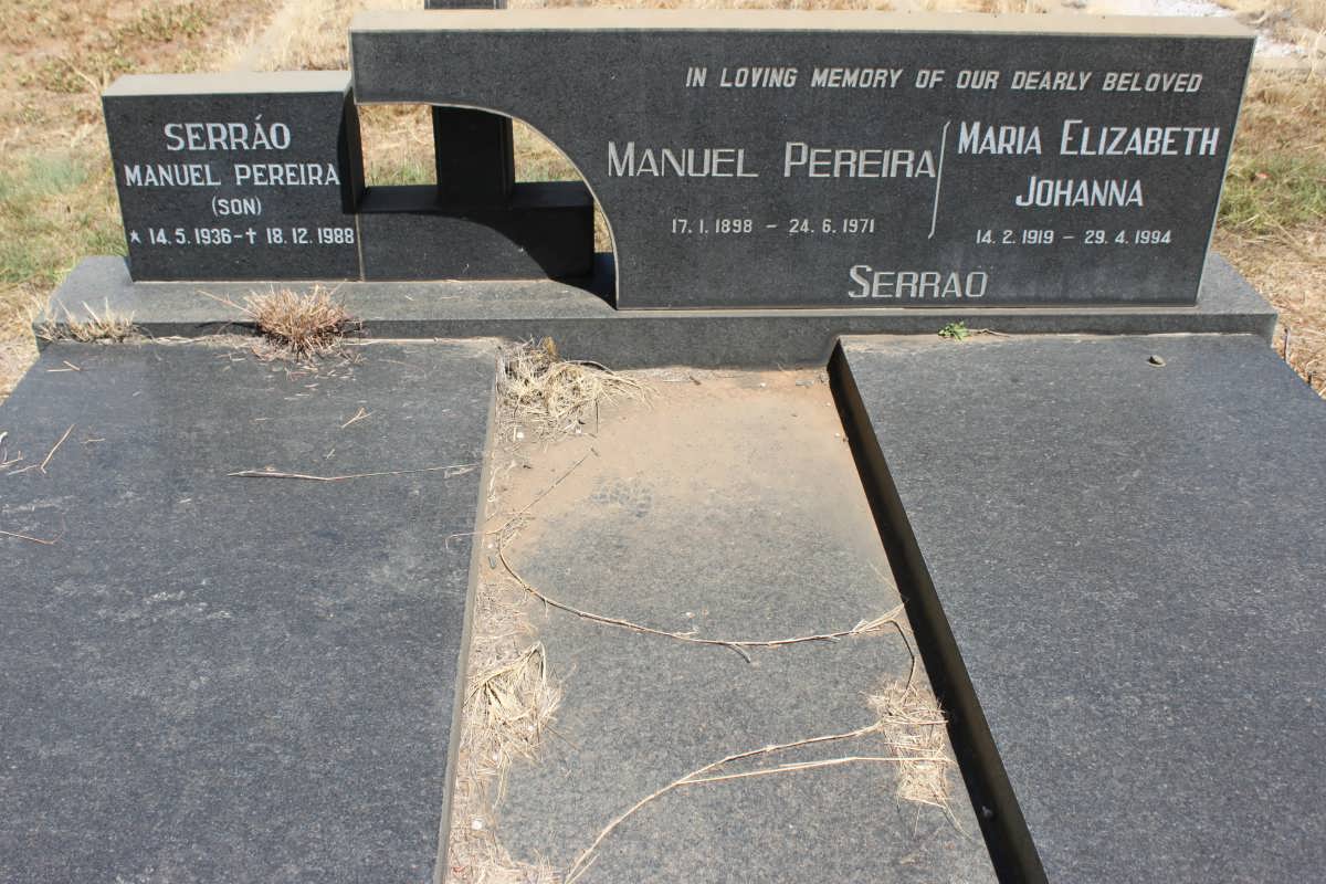 SERRAO Manuel Pereira 1898-1971 &amp; Maria Elizabeth Johanna 1919-1994 :: SERRAO Manual Pereira 1936-1988