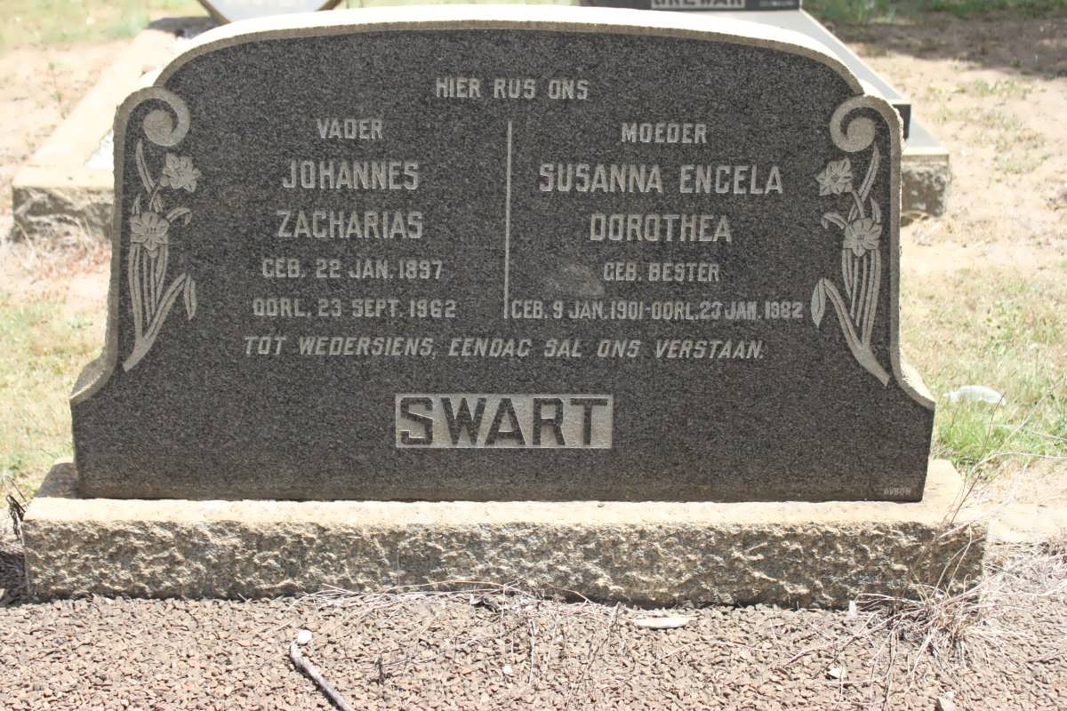 SWART Johannes Zacharias 1897-1962 &amp; Susanna Engela Dorothea BESTER 1901-1982