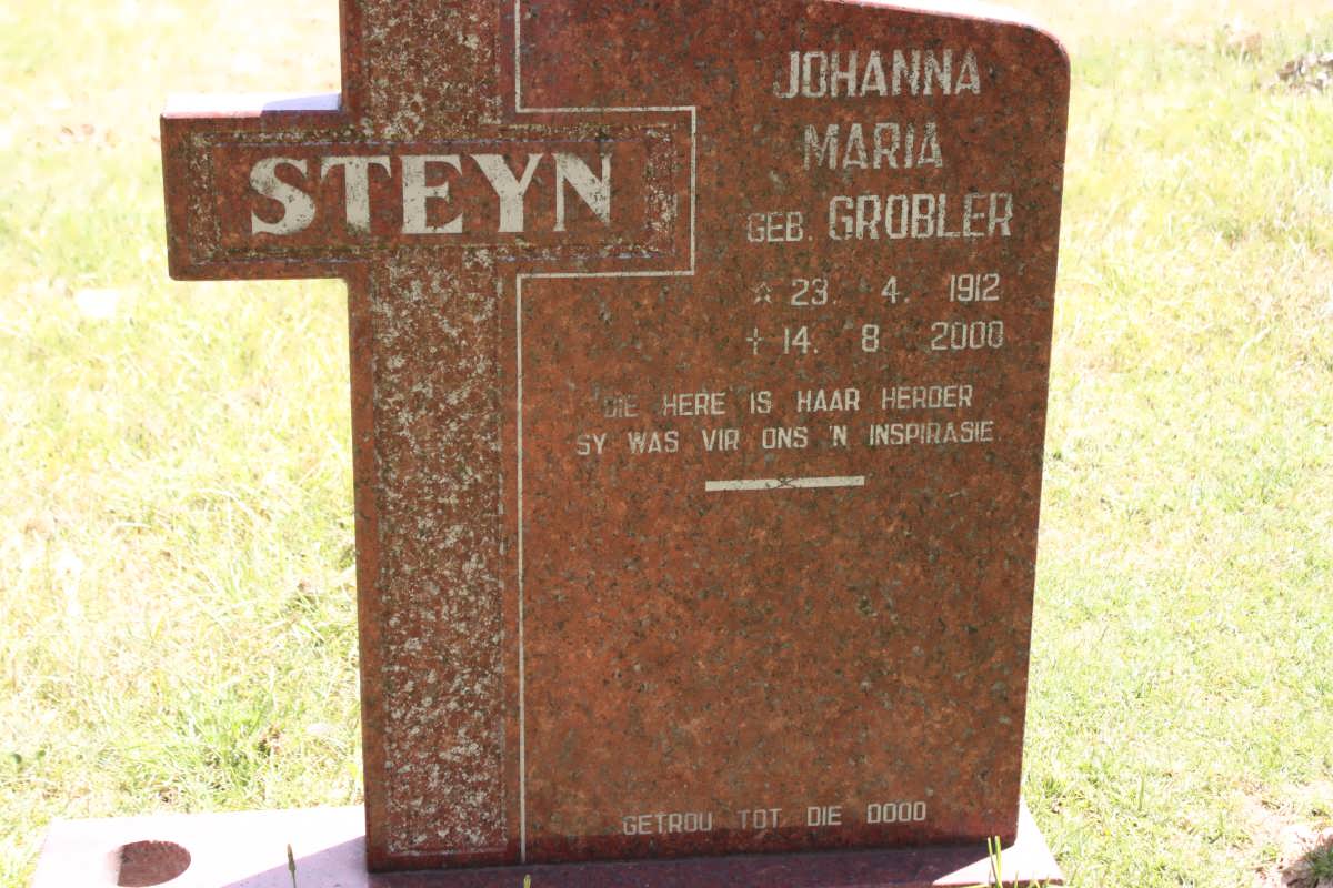 STEYN Johanna Maria geb GROBLER 1912-2000