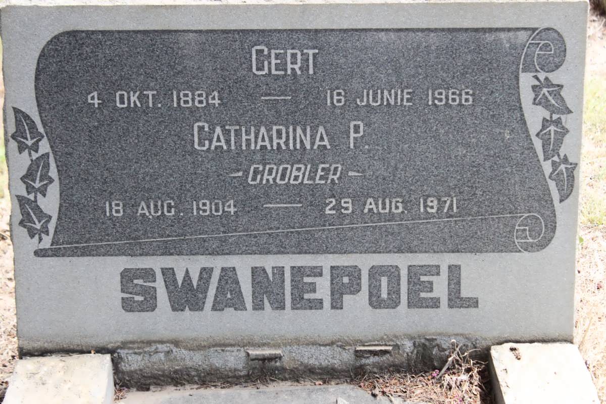 SWANEPOEL Gert 1884-1966 &amp; Catharina P. GROBLER 1904-1971