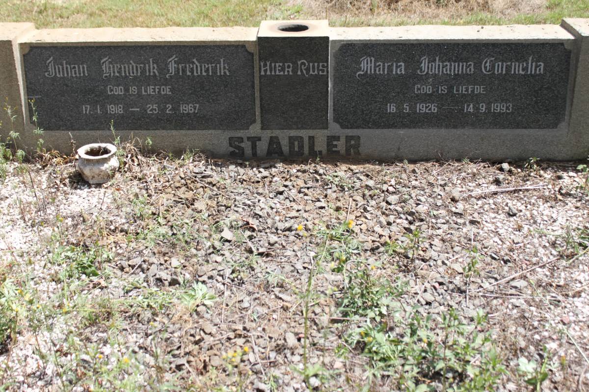 STADLER Johannes Hendrik Frederik 1918-1967 &amp; Maria Johanna Cornelia 1926-1993