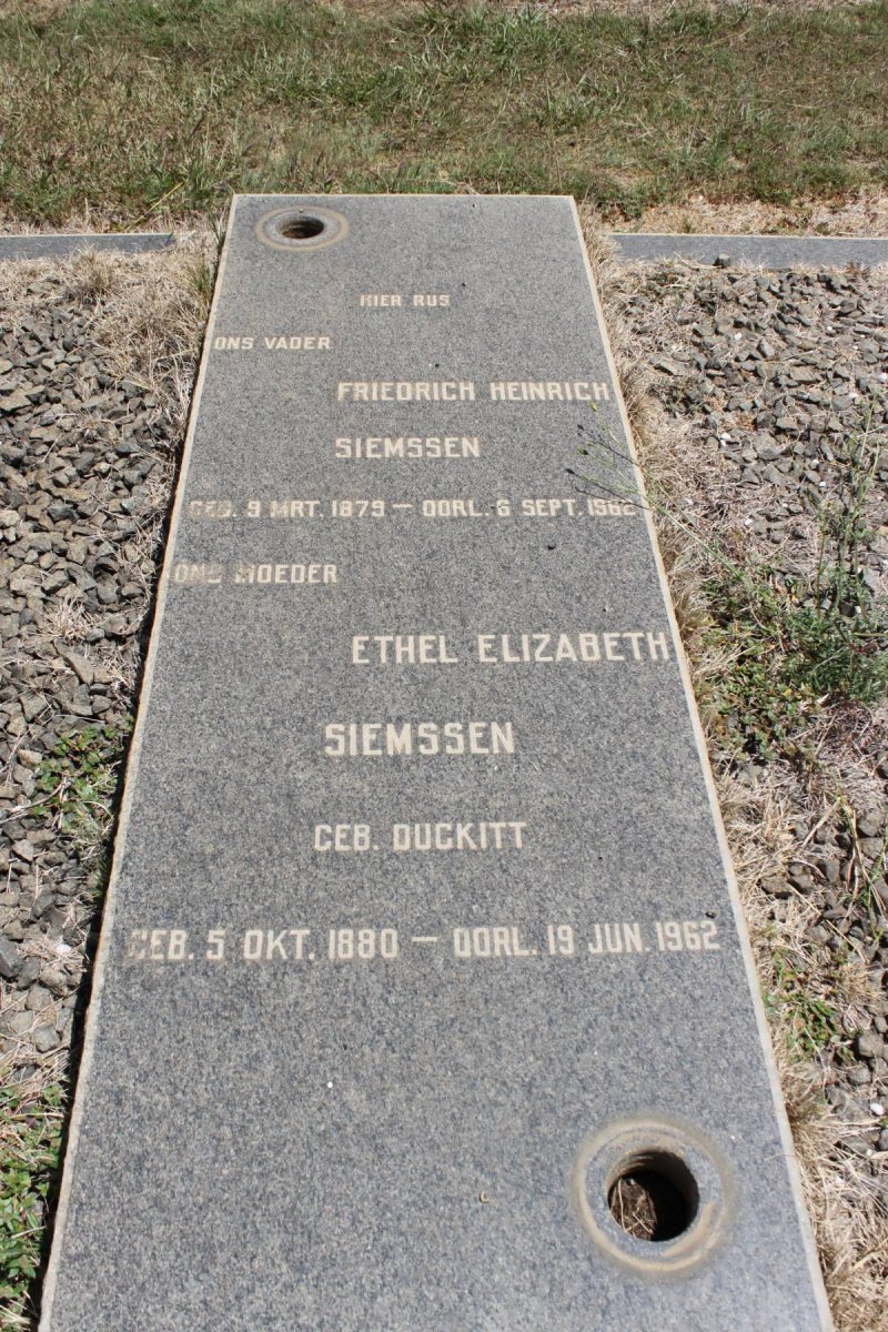 SIEMSSEN Friedrich Heinrich 1879-1962 &amp; Ethel Elizabeth DUCKITT 1880-1962