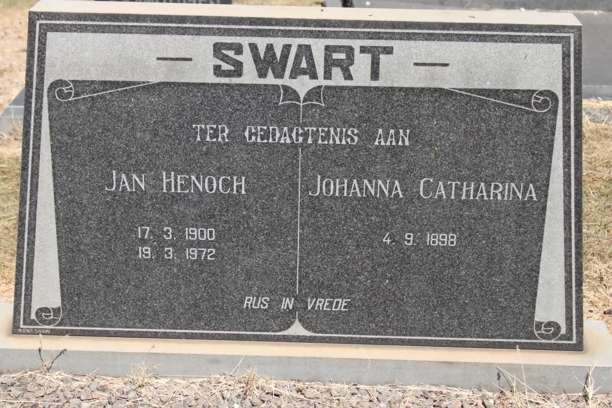 SWART Jan Henoch 1900-1972 &amp; Johanna Catharina 1898-