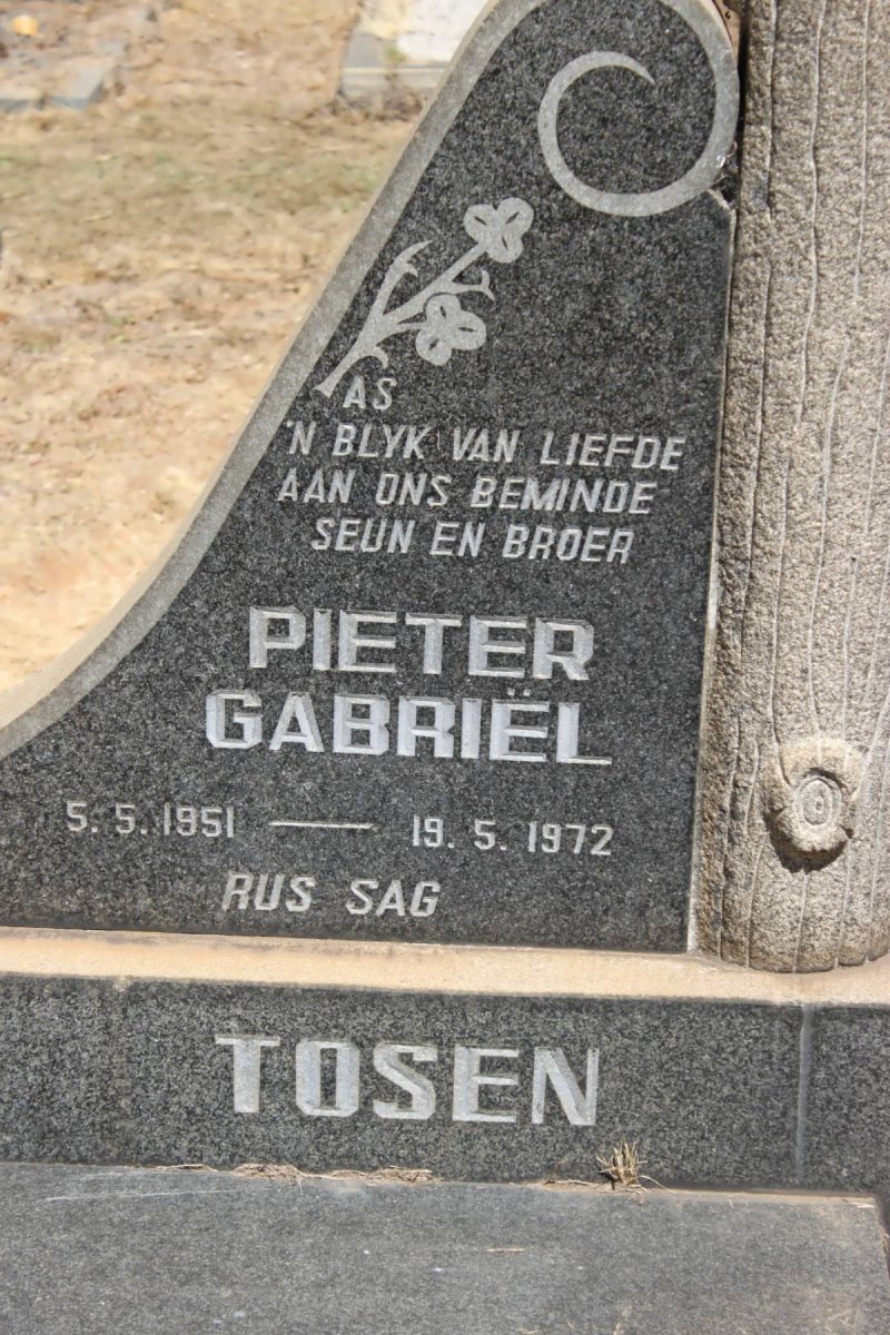 TOSEN Pieter Gabriel 1951-1972