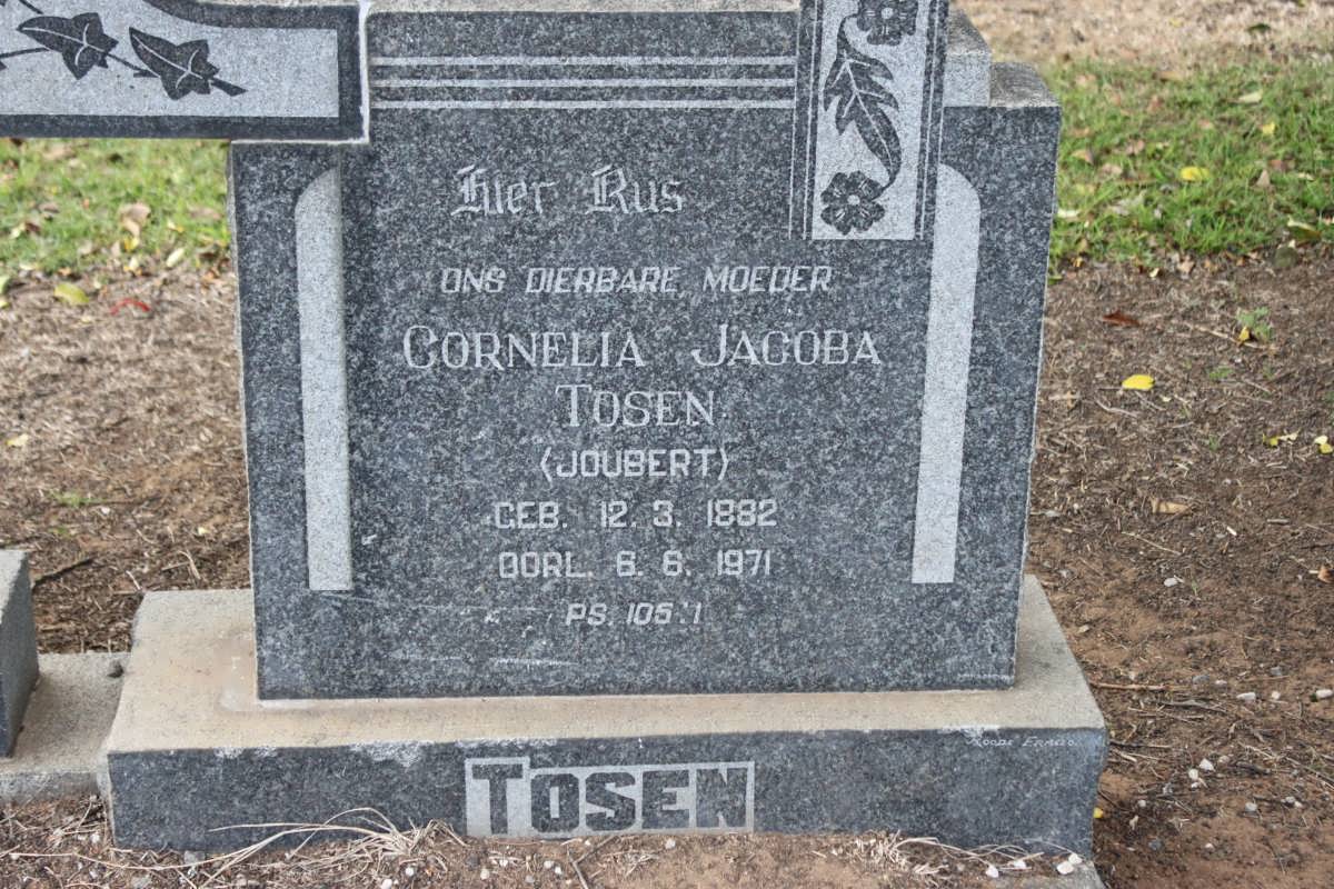 TOSEN Cornelia Jacoba nee JOUBERT 1882-1971