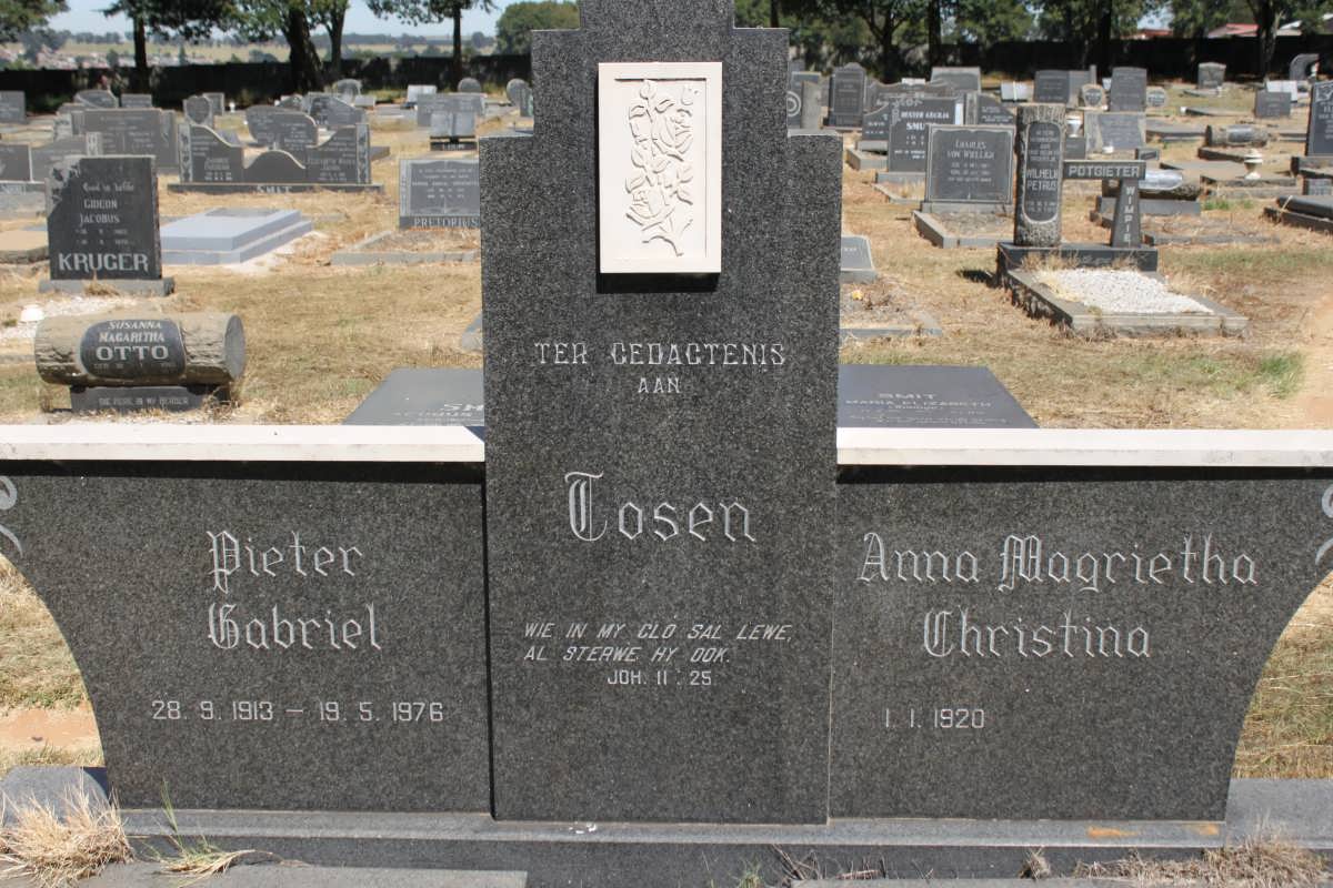 TOSEN Pieter Gabriel 1913-1976 &amp; Anna Magrietha Christina 1920-