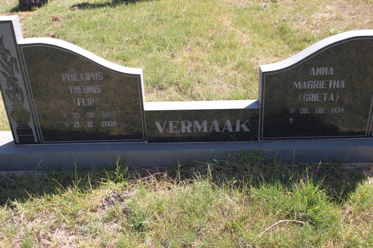 VERMAAK Phillipus Theunis 1927-2008 &amp; Anna Magrietha 1934-