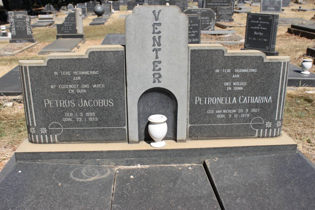 VENTER Petrus Jacobus 1899-1973 &amp; Petronella Catharina VAN NIEKERK 1907-1978