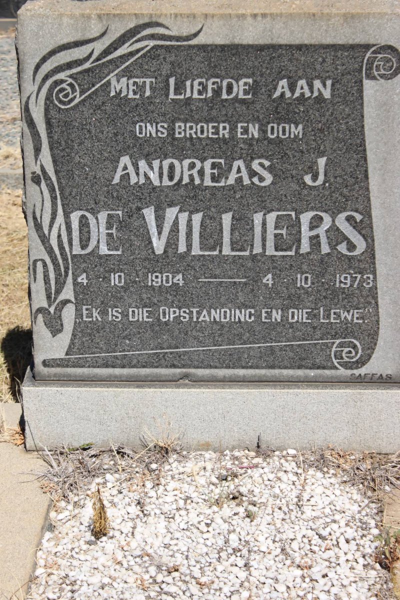 VILLIERS Andreas J., de 1904-1973