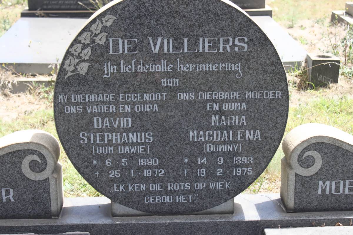 VILLIERS David Stephanus, de 1890-1972 &amp; Maria Magdalena DUMINY 1893-1975