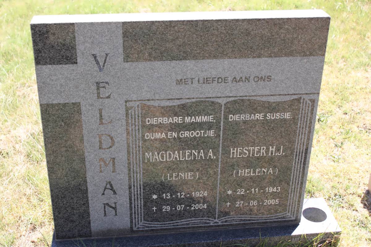VELDMAN Magdalena A. 1924-2004 :: VELDMAN Hester H.J. 1943-2005