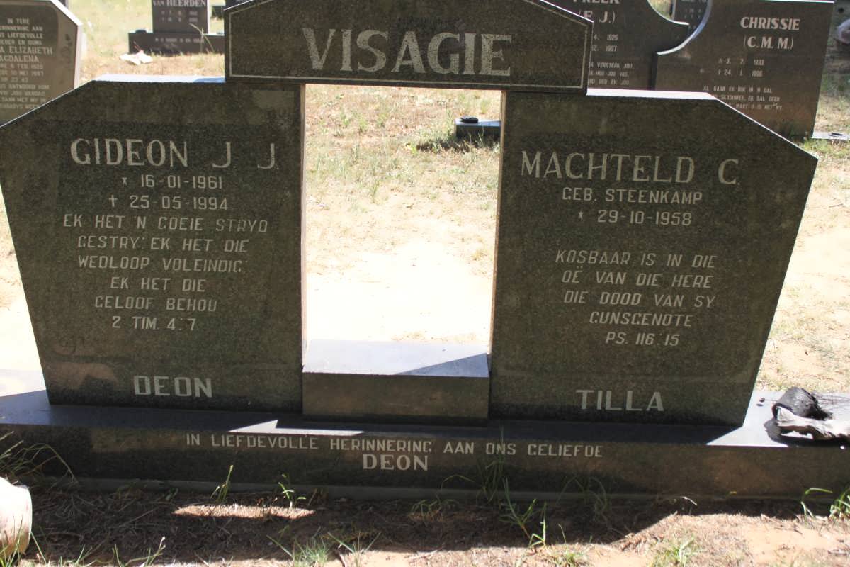 VISAGIE Gideon J.J. 1961-1994 &amp; Machteld C. STEENKAMP 1958-