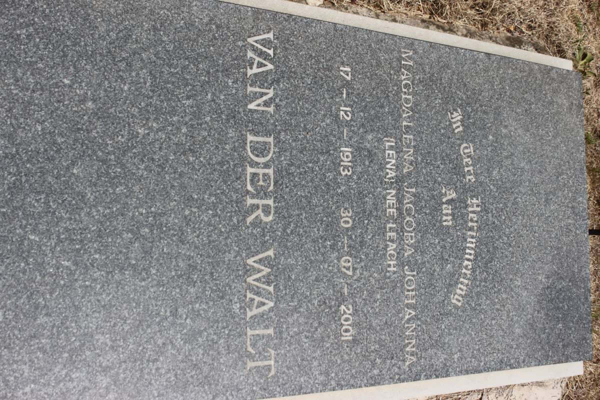WALT Magdalena Jacoba Johanna, van der nee LEACH 1913-2001