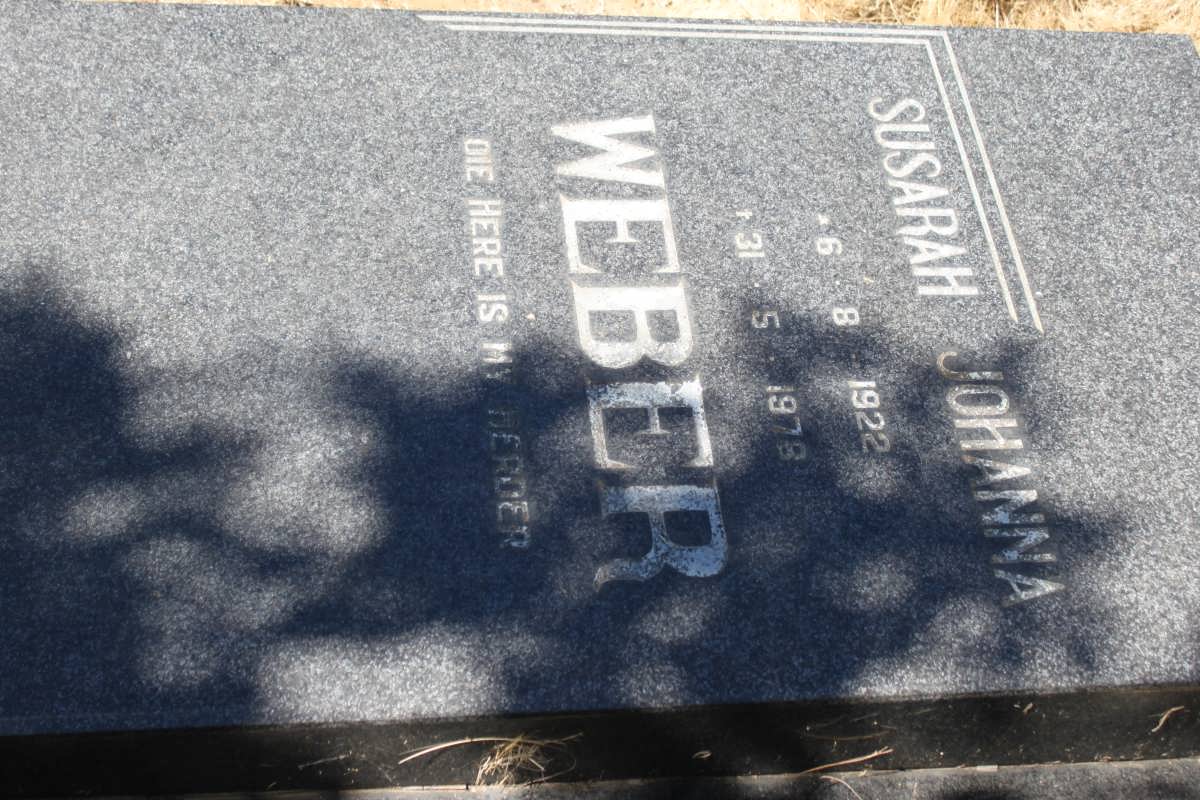 WEBER Susarah Johanna 1922-1978