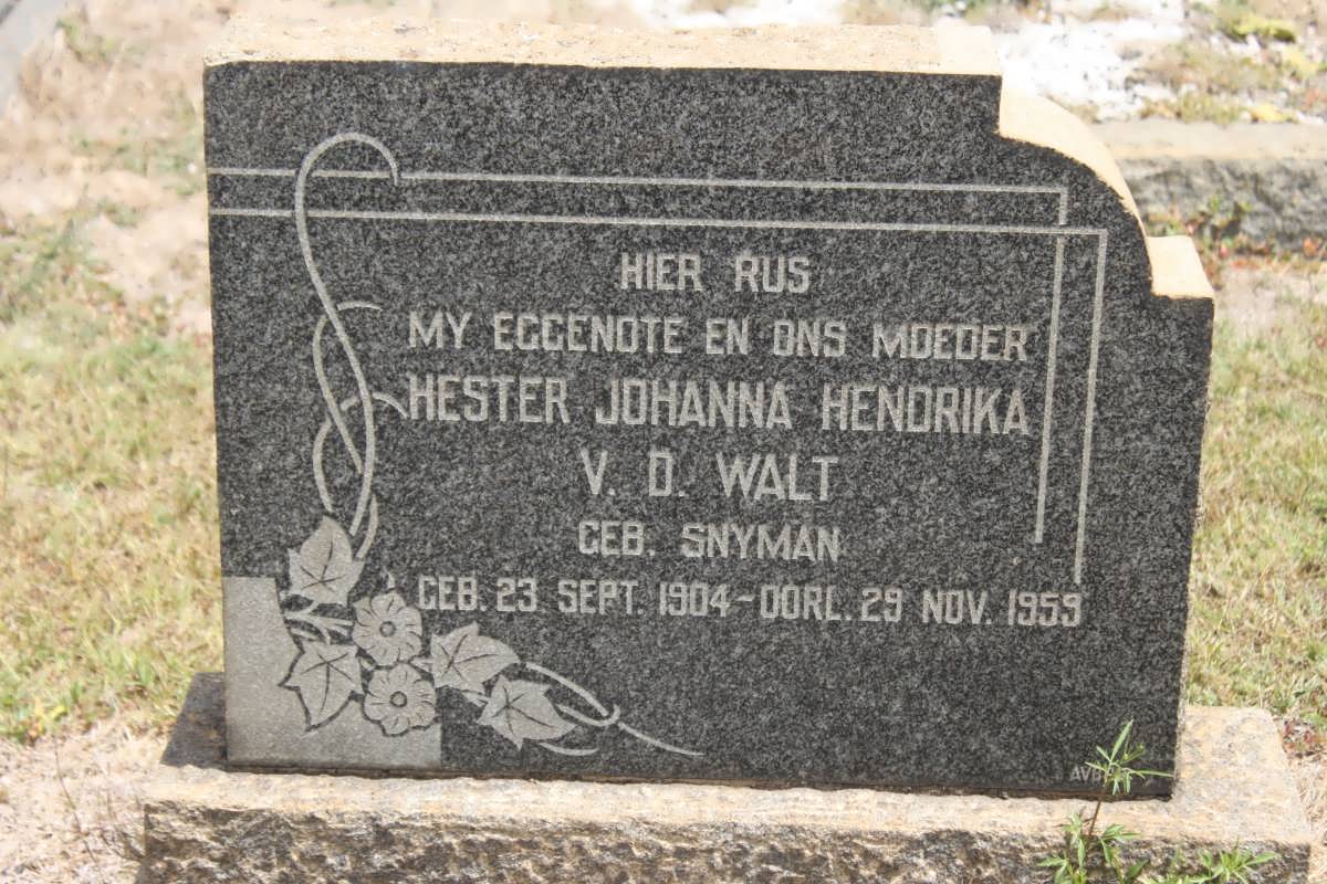 WALT Hester Johanna Hendrika, v.d. geb SNYMAN 1904-1959