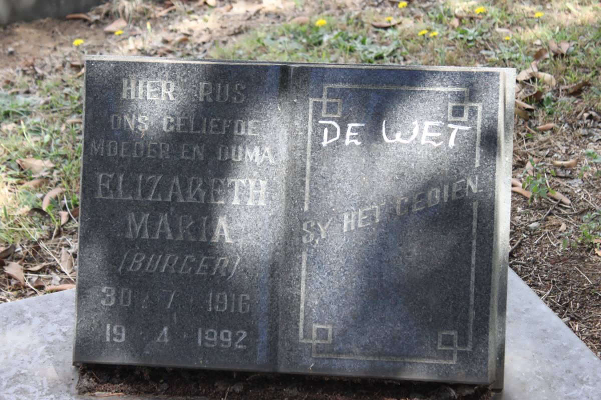 WET Elizabeth Maria, de nee BURGER 1916-1992