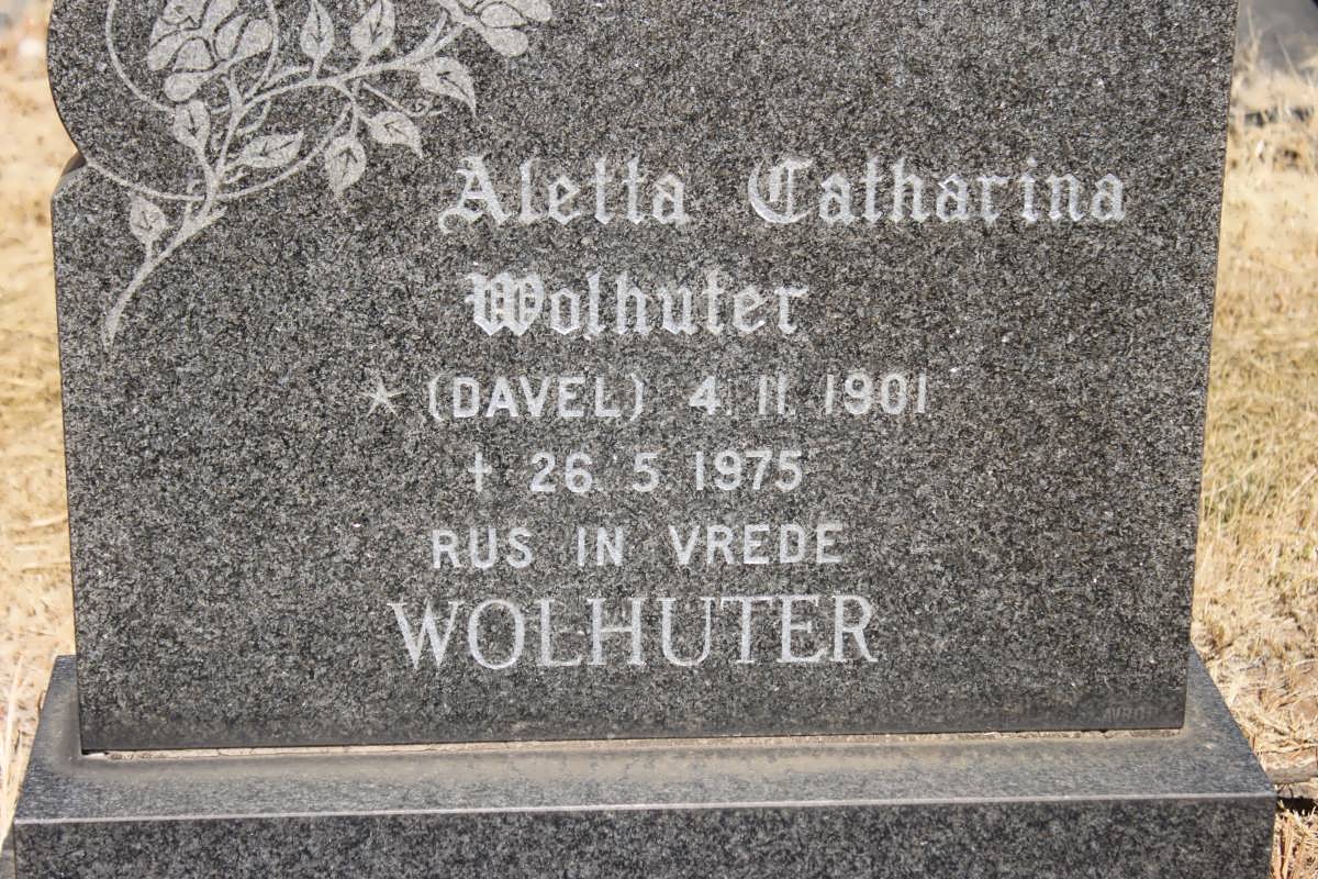 WOLHUTER Aletta Catherina nee DAVEL 1901-1975