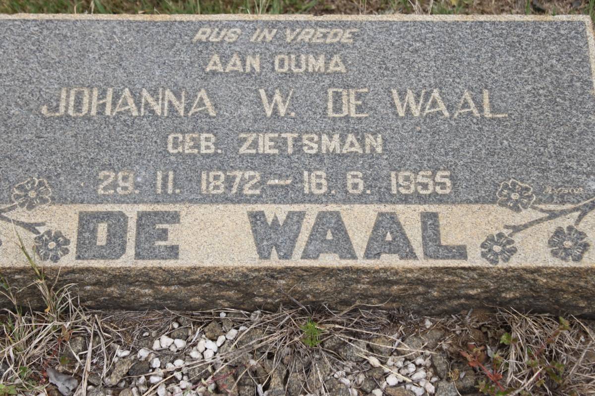 WAAL Johanna W., de nee ZIETSMAN 1872-1955
