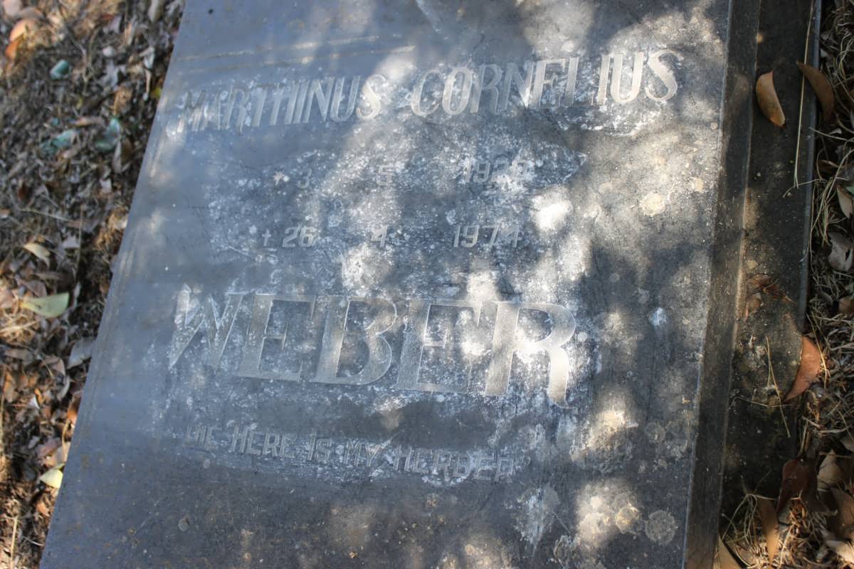 WEBER Marthinus Cornelius 193?-1974