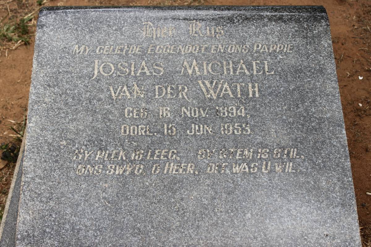 WATH Josias Michael, van der 1894-1955
