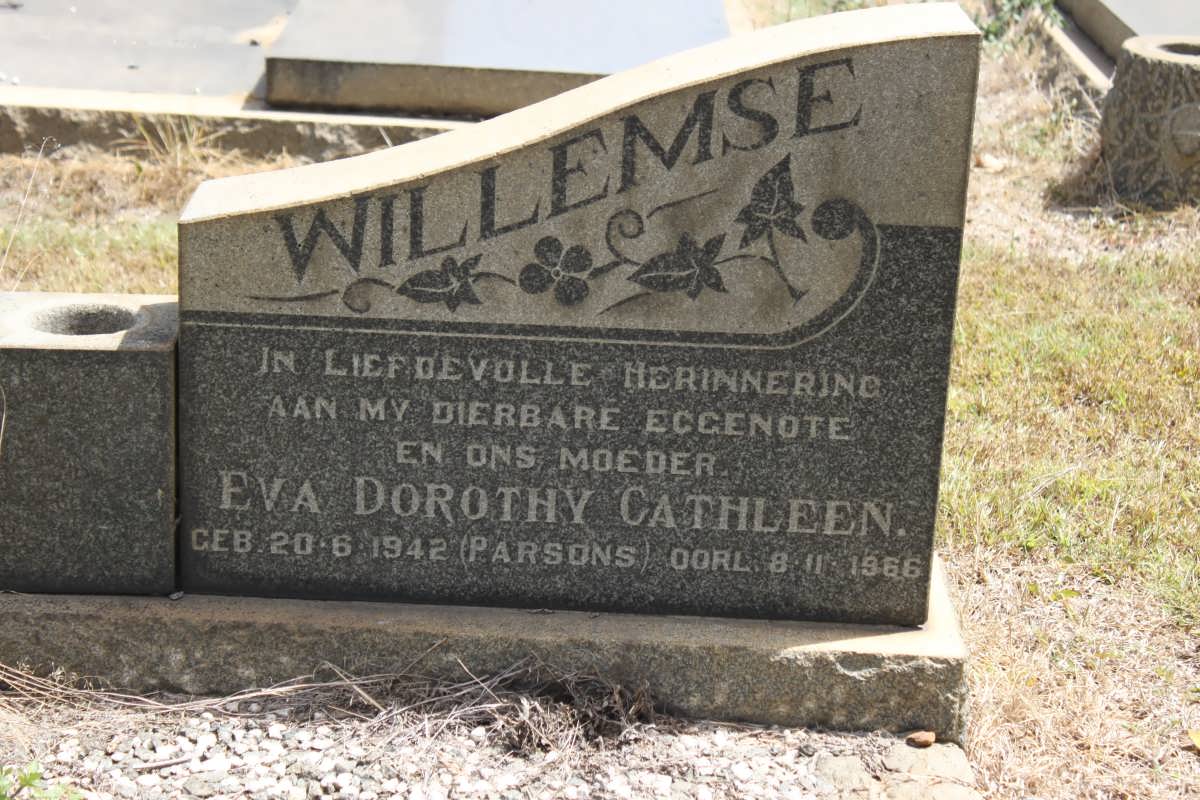WILLEMSE Eva Dorothy Cathleen geb PARSONS 1942-1966