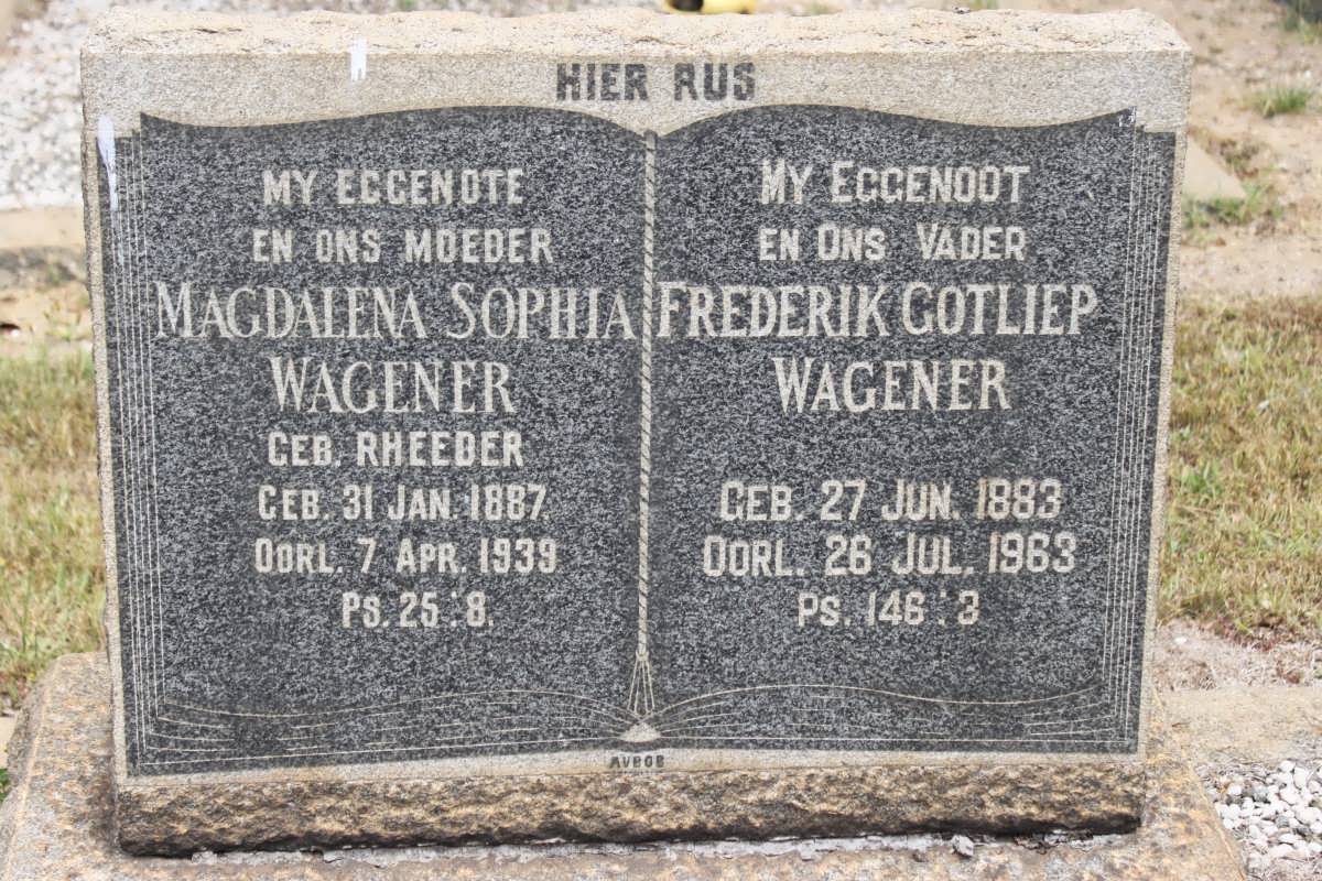 WAGENER Frederik Gotliep 1883-1963 &amp; Magdalena Sophia RHEEBER 1889-1939