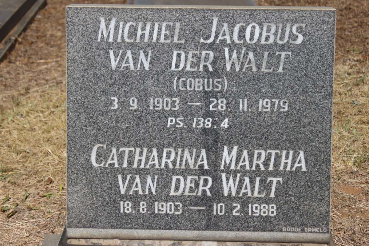 WALT Michiel Jacobus, van der 1903-1979 &amp; Catharina Martha 1903-1988