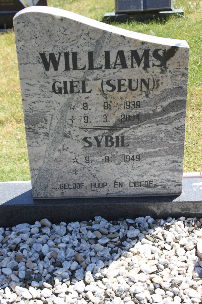 WILLIAMS Giel 1939-2004 &amp; Sybil 1949-