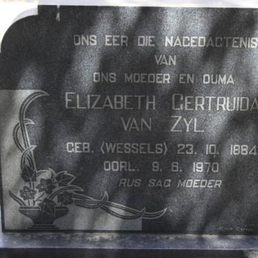 ZYL Elizabeth Gertruida, van nee WESSELS 1884-1970