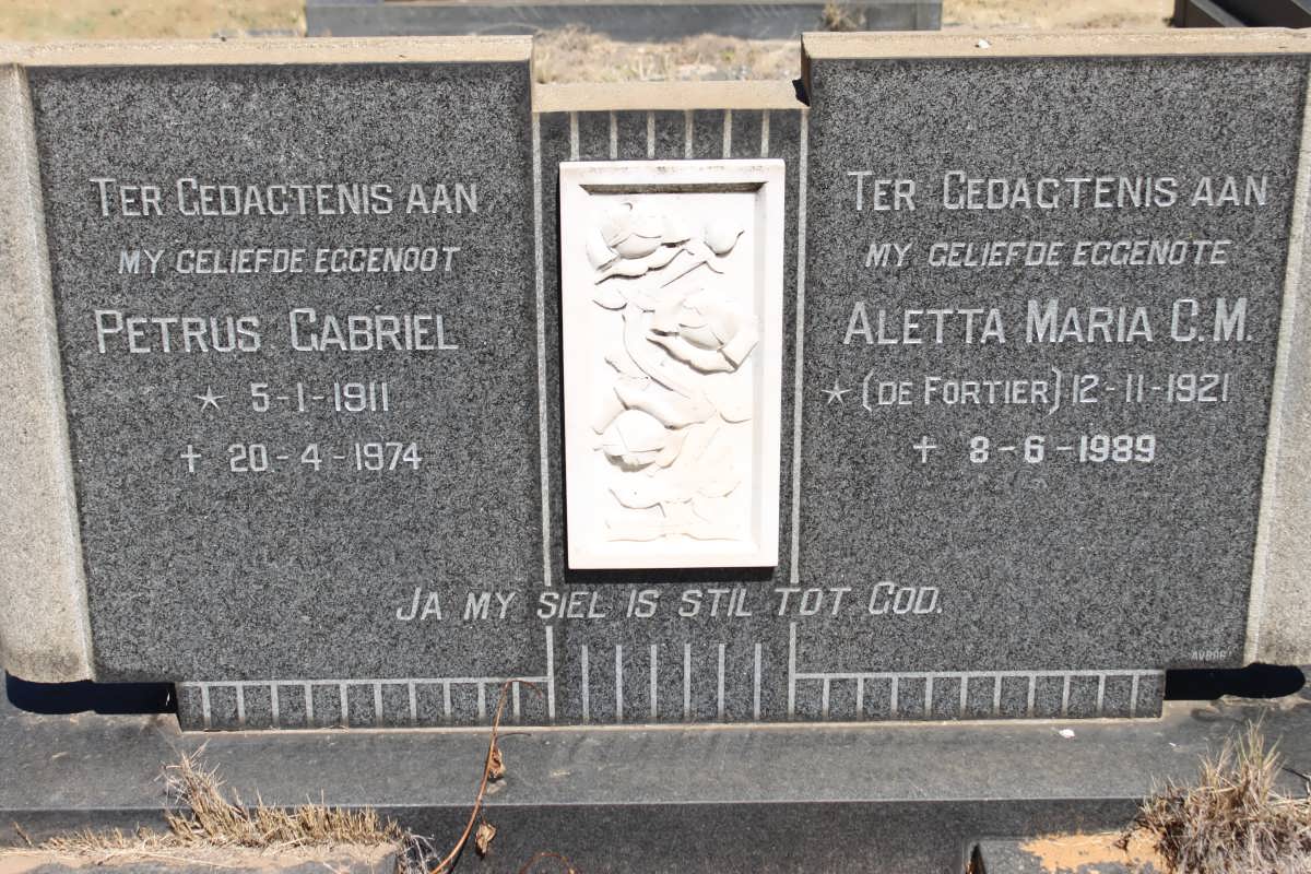 ? Petrus Gabriel 1911-1974 &amp; Aletta Maria C.M. DE FORTIER 1921-1989