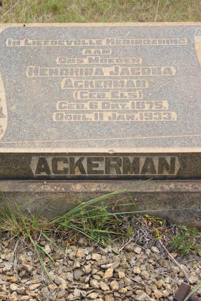 ACKERMAN Hendrina Jacoba geb ELS 1875-1933